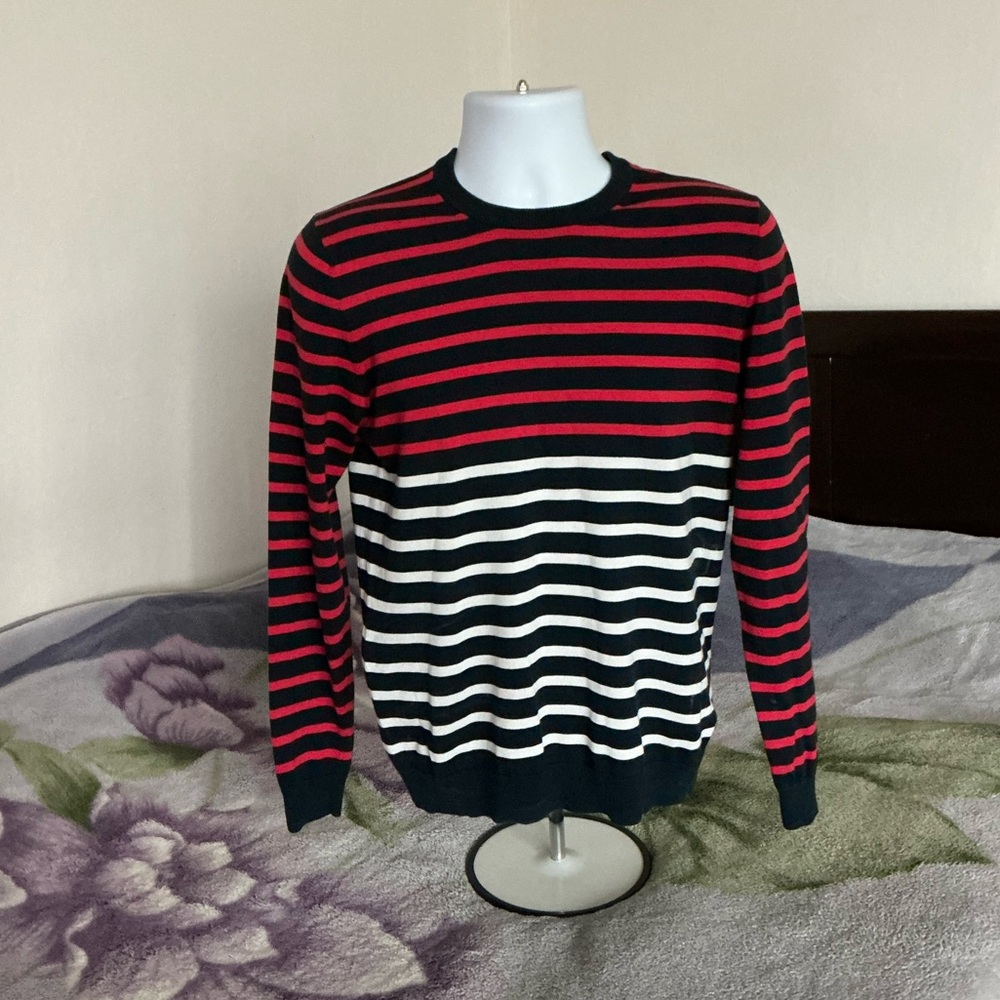 H&M Premium Cotton Men’s Striped Crewneck Sweater